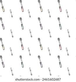 pattern of a flat ratchet wrench, wrench. linear design.