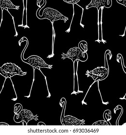 Pattern of the flock of the drawn flamingo