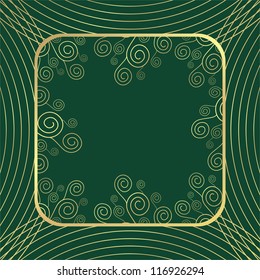 Pattern floral background green gold vector illustration