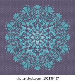 PATTERN FLORAL BLUE  lace. FLOWER ORNAMENTS ROUND