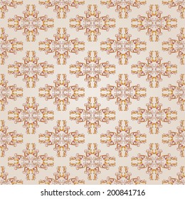 Pattern floral  of brown henna on beige background