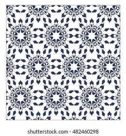 Pattern of floral flower tile circles. For wallpaper pattern, surface textures ornament, fabric textile pattern