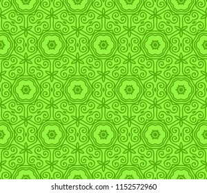 pattern of floral geometric elements. seamless pattern. Vector illustration. design for printing, presentation, textile industry. Green color.