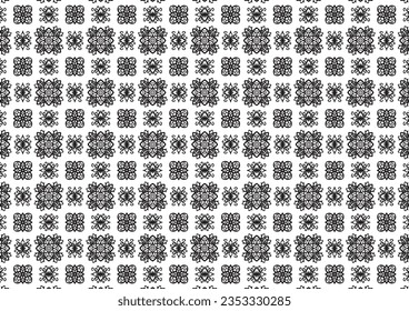 Muster für Blumen und geometrische Elemente. Nahtlose florale Ethnische Muster. Arabische indische Motive Abstrakte Blumen-Ornament Thin Line. Vektorhintergrund - Stoffdesign in Schwarz-Weiß-Grafik