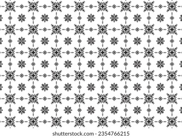 Muster für Blumen und geometrische Elemente. Nahtlose florale Ethnische Muster. Arabische indische Motive Abstrakte Blumen-Ornament Thin Line. Vektorhintergrund - Stoffdesign in Schwarz-Weiß-Grafik