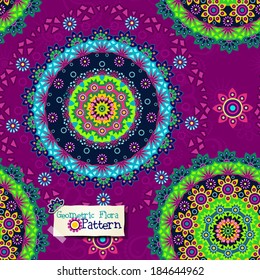 Pattern floral geometric seamless-transparency blending effects and gradient mesh-EPS 10. 