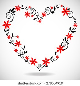Pattern with floral heart. St Valentine's day background.