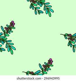  Pattern with floral and herbal motifs. Seamless background, vector illustration.