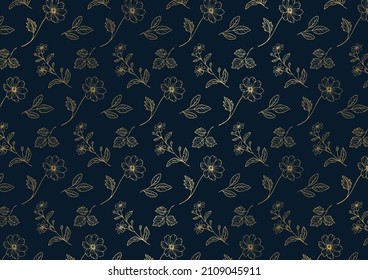 Pattern of floral illustration, line-art