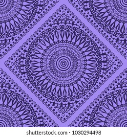 pattern with floral mandala, decorative border. design for print fabric, bandana. Ornamental Vector Background. color