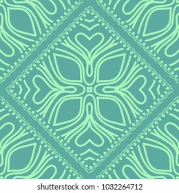 pattern with floral mandala, decorative border. design for print fabric, bandana. Ornamental Vector Background. color