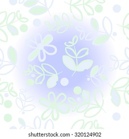 Pattern of   floral motif,   branches, leaves, ellipses, flowers, doodles. Hand drawn.
