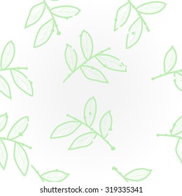 Pattern of floral motif with branches. Stripes, leaves, Hand drawn.