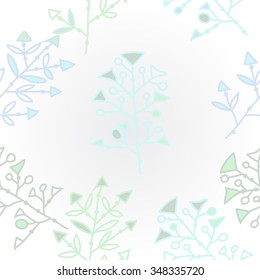 Pattern  of floral motif, doodles, branches, spots, hole. Hand drawn.