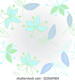 Pattern  with floral  motif , ellipses, branches, spots, flowers. Hand drawn.
