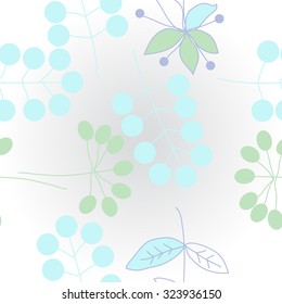 Pattern  with floral  motif , ellipses, branches, flowers, leaves. Hand drawn.