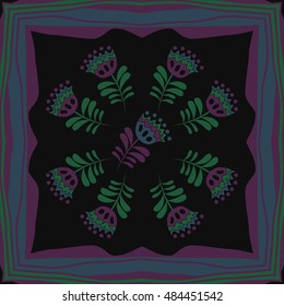 Pattern of floral motif , frame. Hand drawn.