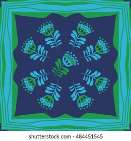 Pattern of floral motif , frame. Hand drawn.