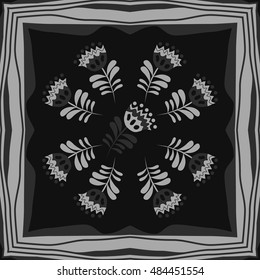 Pattern of floral motif , frame. Hand drawn.
