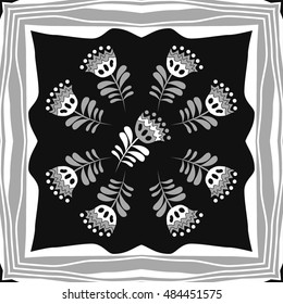 Pattern of floral motif , frame. Hand drawn.
