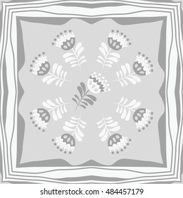 Pattern of floral motif , frame. Hand drawn.