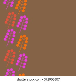  Pattern of floral motifs,  branches, doodles, ellipses, seamless, vertical. Hand drawn.