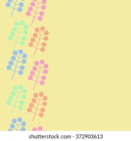  Pattern of floral motifs,  branches, doodles, ellipses, seamless, vertical. Hand drawn.