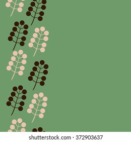  Pattern of floral motifs,  branches, doodles, ellipses, seamless, vertical. Hand drawn.