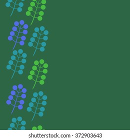  Pattern of floral motifs,  branches, doodles, ellipses, seamless, vertical. Hand drawn.