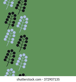  Pattern of floral motifs,  branches, doodles, ellipses, seamless, vertical. Hand drawn.