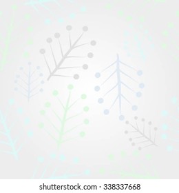 Pattern of  floral motifs,  branches, twigs, ellipses, doodles. Hand drawn.