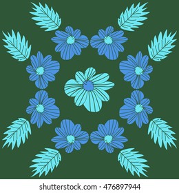 Pattern with  floral motifs, doodles. Hand drawn.