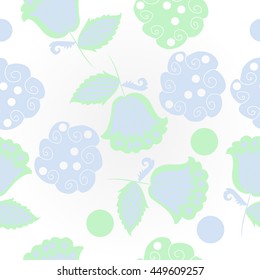    pattern of floral motifs, doodles,  object,leaves, flowers, spirals, stripes,ellipses, bell, spot. Hand drawn.