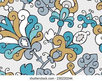 Pattern Floral Ornament Curly Gold