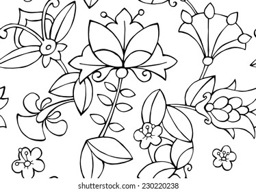 Pattern Floral Ornament Folk White