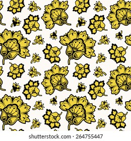 Pattern with floral ornament. Vector pattern.