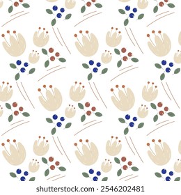 pattern with floral patterns and wild berries