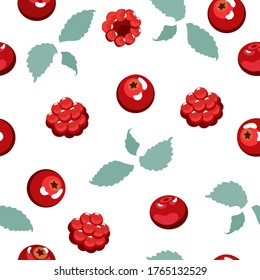 Pattern floral of red berry on a white background for Textile, Wallpaper,Paper.vector

