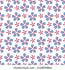 Pattern floral small flower in my dream blue with red flower on white background