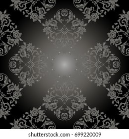 Pattern floral vector background, black and white damask seamless pattern, floral ornament for wallpaper of wrapping paper design