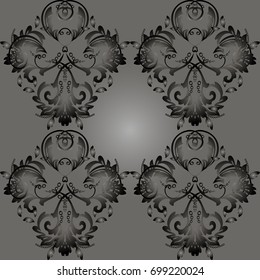 Pattern floral vector background, black and white damask seamless pattern, floral ornament for wallpaper of wrapping paper design