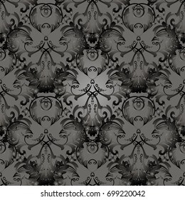 Pattern floral vector background, black and white damask seamless pattern, floral ornament for wallpaper of wrapping paper design