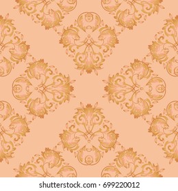 Pattern floral vector background, damask light brown seamless pattern, floral ornament for wallpaper of wrapping paper design