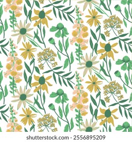 Pattern Flower Blossom Nature Design Seamless For Textile Texture Illustration