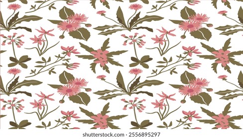 Pattern Flower Blossom Nature Design Seamless For Textile Texture Illustration