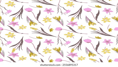 Pattern Flower Blossom Nature Design Seamless For Textile Texture Illustration