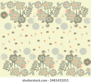 pattern of flower bouquets in pastel tones