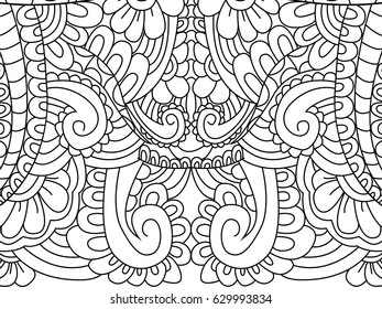 Pattern flower coloring book for adults vector illustration. Anti-stress coloring for adult. Zentangle style. Black and white lines. Lace pattern