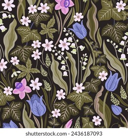 Pattern flower floral spring blossom illustration vector fabric textile design leaf leaves