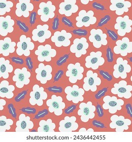 Pattern flower floral spring blossom illustration vector fabric textile design leaf leaves